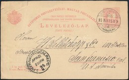 1895 Válaszos 5kr Díjjegyes Levelezőlap Tőlapja Sepsiszentgyörgyről San Franciscoba - Autres & Non Classés