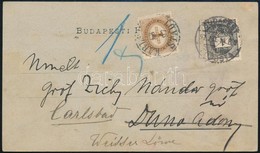 1897 Nyomtatvány 1kr Bérmentesítéssel "BUDAPEST" - Duna Abonyba Küldve, Onnan Továbbküldve Carlsbad-ba Osztrák 1kr Portó - Otros & Sin Clasificación