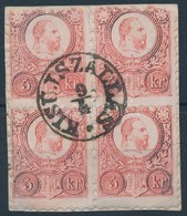 1871 Réznyomat 5kr Négyestömb "KISÚJSZÁLLÁS" Bélyegzéssel (MBK 800 P) - Autres & Non Classés