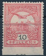 * 1909 Turul 10f Alul Fogazatlan, Az ívszélen Ollóval Vágva (tötött / Folded) - Autres & Non Classés