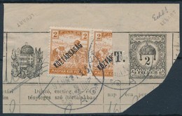 1919 Felezett Köztársaság / Arató 2f Távirat Darabon - Autres & Non Classés