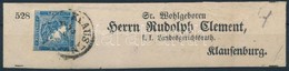 1851 Sötétkék Hírlapbélyeg IIIb Tipus Teljes Címszalagon "KLAUSEN(BURG)" Certificate Steiner - Autres & Non Classés