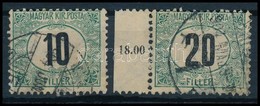 O 1903 Zöldportó 10f Számvízjellel, ívszéli 20f Csillaggal / Postage Due Mi 5 With Number, 7 With Star In Watermark - Otros & Sin Clasificación