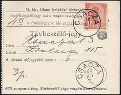 1910 Távbeszélő Jegy 1K Bérmentesítéssel "CSÁCZA" - Other & Unclassified