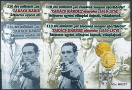 ** 2020 110 éve Született Takács Károly 4 Db-os Emlékív Garnitúra Azonos 00027 Sorszámmal - Autres & Non Classés