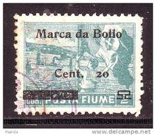 Fiume Marca Da Bollo Cor.2 Overprint Cent . 20 - Fiume