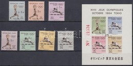 ** 1965 Tokiói Olimpia Sor Felülnyomással Mi 805 AII-811 AII + Blokk Mi 30 AI - Sonstige & Ohne Zuordnung