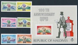 ** 1974 100 éves Az UPU Sor Mi 514-519 B + Blokk Mi 25 B - Other & Unclassified