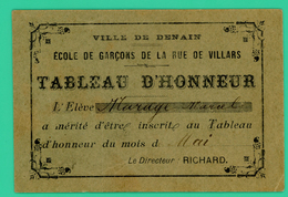 Denain - Nord - Bon Du Tableau D'honneur - école De Garçons Rue De Villars - TTB - - Other & Unclassified