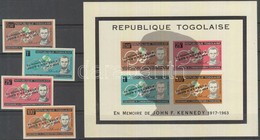 ** 1964 Kennedy Vágott Sor Mi 407-410 B + Blokk 13 - Sonstige & Ohne Zuordnung