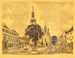 Kádas István (1941- ): Kőszeg Belváros, Rézkarc, Papír, Jelzett, 39,5×49,5 Cm - Autres & Non Classés