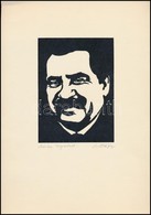 M. Kiss József (1935-1999): Móricz Zsigmond. Fametszet, Papír, Jelzett, 14×10 Cm - Autres & Non Classés