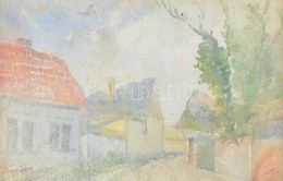 Tihanyi János Jelzéssel: Utcarészlet. Akvarell, Karton, Foltos, üvegezett Fa Keretben, 17,5x28 Cm - Autres & Non Classés