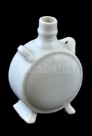 Zsolnay Mini Kulacs, Fehér Mázas Porcelán, Jelzett, Apró Gyári Repedéssel, M: 7,5 Cm - Autres & Non Classés