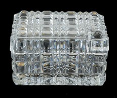 Üveg Cigarettatartó Doboz, Hamutartós Tetővel, Kis Kopásnyomokkal, 12×8,5×6,5 Cm - Verre & Cristal