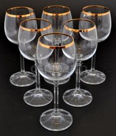 6 Db Aranyozott Szélű Boros Pohár Szép állapotban 16 Cm - Verre & Cristal