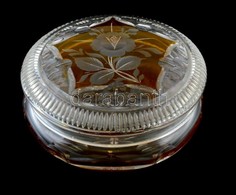 Kétrétegű Csiszolt Kirstály üveg Bonbonier, Kopásokkal, D: 12 Cm M: 7,5 Cm - Glas & Kristall