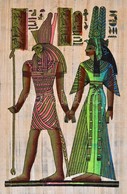 A Női Mátrix Leleplezése: Ísis, Innana és Islam. Egyiptomi, Kézzel Festett Papirusz 42x33 Cm - Autres & Non Classés