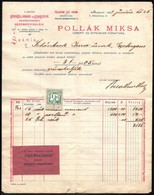 1897 Bp., Pollák Miksa Cement- és Gyps-Gyári Főraktárának Fejléces Számlája, 2 Db, 2 Db 1 Kr. Okmánybélyeggel, Esztergom - Sin Clasificación