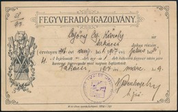 1917 Takácsi, Fegyveradó Igazolvány - Ohne Zuordnung