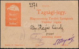 Cca 1925 Magyarország Területi Épségének Védelmi Ligája Igazolvány Orvos Részére - Non Classés