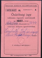 1927 MÁV önköltségi Jegy Váltására Jogosító Szelvények Az 1927. évre, Használatlan. - Non Classés