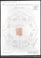 1932 Pécs Sz. Kir. Város Központi Temető árkád Sírhelyeinek Helyszínrajza. Kézi Rajz, Kartonon. 25x35 Cm - Unclassified