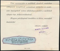 Ca 1922 Kner Izidor Aláírása Levélkivágáson - Sonstige & Ohne Zuordnung