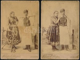Cca 1890 2 Db Aradi Fotó Népviseletbe öltözött Párról, Klapok Alajos Műterméből, 16,5×10,5 Cm - Autres & Non Classés