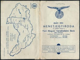 Cca 1942-44 IBUSZ MÁV. Hiv. Menetjegyiroda Négyoldalas Tartó Tasak Papírból, Hátoldalán Magyarország Térképpel A Visszat - Publicités