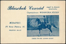 Blaschek Conrád Angol és Francia (Budapest IV. Veres Pálné 16.) Divatszalon Reklámkártyája - Publicités