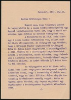 1944 Kivételezettnek Minősülő Zsidó Személy Támogatást Kérő Levele - Autres & Non Classés