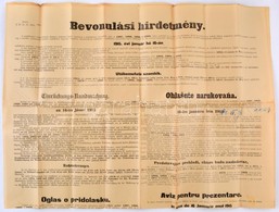 1914 Katonák Sorozására Felhívó Hirdetmény A Monarchia összes Nyelvén A Világháború Kitörésekor. Hajtva / Drafting Annou - Autres & Non Classés