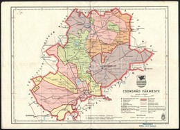 Cca 1941 Csongrád Vármegye Közigazgatási Térképe, 1:375.000, M. Kir. Honvéd Térképészeti Intézet, 24,5×34 Cm - Autres & Non Classés