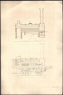 Cca 1890 2 Db Mozdonyt ábrázoló Nagy Méretű Tervrajz Nyoma. Lud. Förster. 30x40 Cm - Unclassified