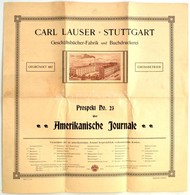 Cca 1910 Carl Lauser Stuttgart. Geschäftsbücher-Fabrik Und Buchdruckerei Cég Nagyméretű Prospektusa, Német Nyelven. - Non Classés