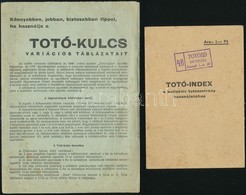 Cca 1950-1960 Totó-Kulcs, Lottó Variációk, Totó-Index, 3 Db - Non Classés