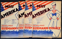 Cca 1929 össz 4 Db Szilágyi László, Eisemann Mihály: Miss Amerika. Operett 3 Felvonásban. Bp., 1929, Rózsavölgyi és Tsa. - Sonstige & Ohne Zuordnung