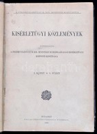 Kísérletügyi Közlemények. Bp., 1898, Pallas. Foltos, Kopott Félvászon Kötésben. - Sin Clasificación