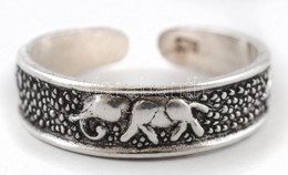 Ezüst(Ag) állítható Elefántos Gyűrű, Jelzett, Méret: 46, Nettó: 1,4 G - Sonstige & Ohne Zuordnung