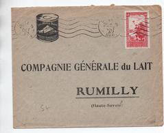 ALGERIE - 1942 - ENVELOPPE COMMERCIALE LAIT MONT BLANC Pour RUMILLY (HAUTE SAVOIE) - Cartas & Documentos