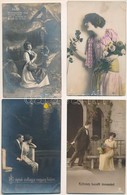 ** 10 Db RÉGI Motívum Képeslap Tokban: Romantikus Hölgyek és Párok / 10 Pre-1945 Motive Postcards: Romantic Ladies And C - Ohne Zuordnung
