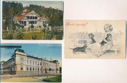 * 6 Db RÉGI Képeslap Vegyes Minőségben: Szabadka, Szováta és üdvözlőlapok, Köztük Egy Kihajtható / 6 Pre-1945 Postcards  - Non Classés