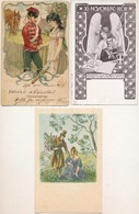 ** 3 Db RÉGI Képeslap: Párok / 3 Pre-1945 Postcards: Couples - Non Classés