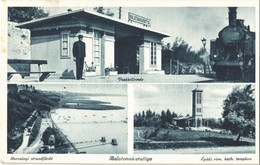 T2 1943 Balatonakarattya, Vasútállomás, Gőzmozdony, épülő Római Katolikus Templom, Bercsényi Strandfürdő - Non Classés