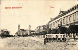 T2/T3 1907 Békéscsaba, Fő Tér, Motor, Városi Vasút, Kisvasút, Evangélikus Templom, Népbank (EK) - Non Classés