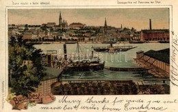 T2/T3 Budapest, Rakpart Hordókkal, Gőzhajó Litho (EK) - Non Classés