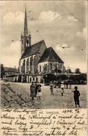 T2/T3 1904 Dés, Dej; Református Templom, Tér. Gálócsi Samu Kiadása / Calvinist Church, Square (EK) - Ohne Zuordnung