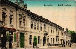 T2 1920 Karánsebes, Caransebes; M. Lichtneckert Zöldfa Szállodája, M. Franz Brachtl üzlete / Hotel And Shop - Non Classés