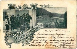 * T3 1899 Máramarossziget, Sighetu Marmatiei; Makerlói Vízfogó, Tutajos Oroszok / Macarlau Dam, Russian Rafters, Floral  - Non Classés